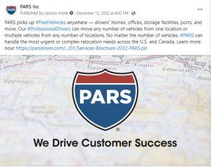 PARS picks up Fleet Vehicles anywhere